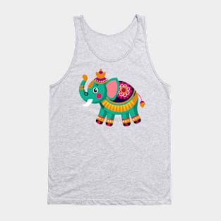 Colorful Ornamental Elphant Kids Tank Top